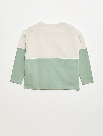 Camiseta de punto de manga larga con efecto color block