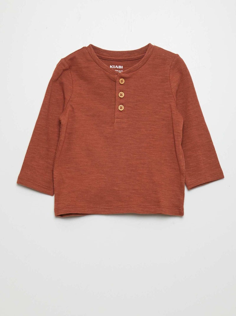 Camiseta de punto de manga larga MARRON - Kiabi