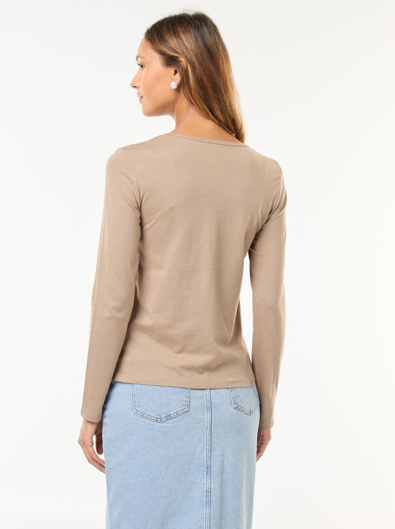 Camiseta de punto de manga larga Marron - Kiabi