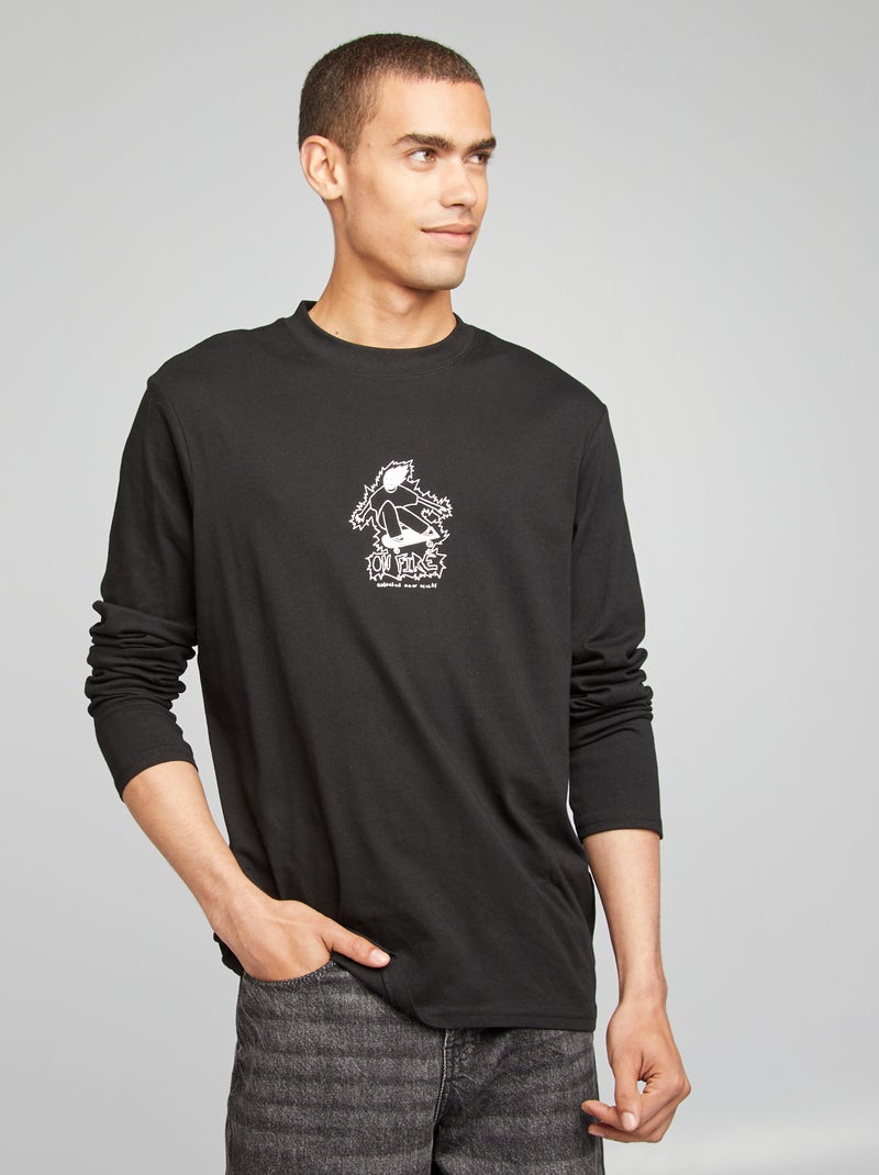Camiseta de punto de manga larga NEGRO - Kiabi