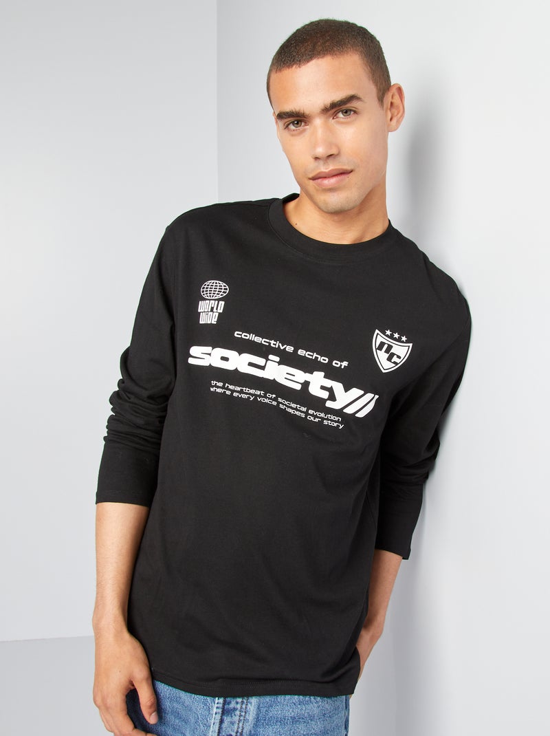 Camiseta de punto de manga larga NEGRO - Kiabi