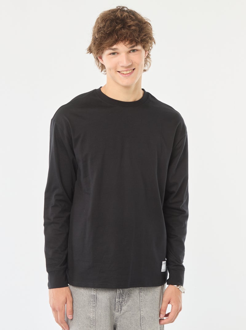 Camiseta de punto de manga larga negro - Kiabi