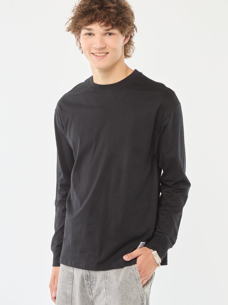 Camiseta de punto de manga larga negro - Kiabi