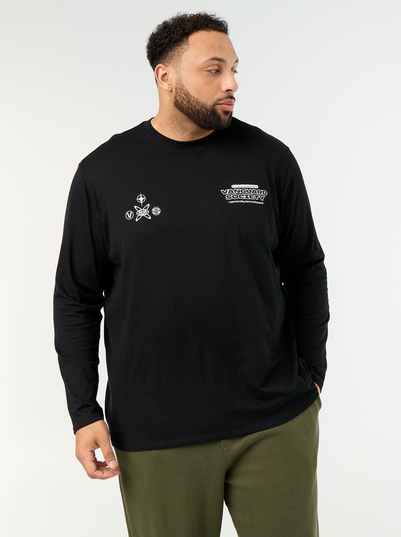 Camiseta de punto de manga larga Negro - Kiabi