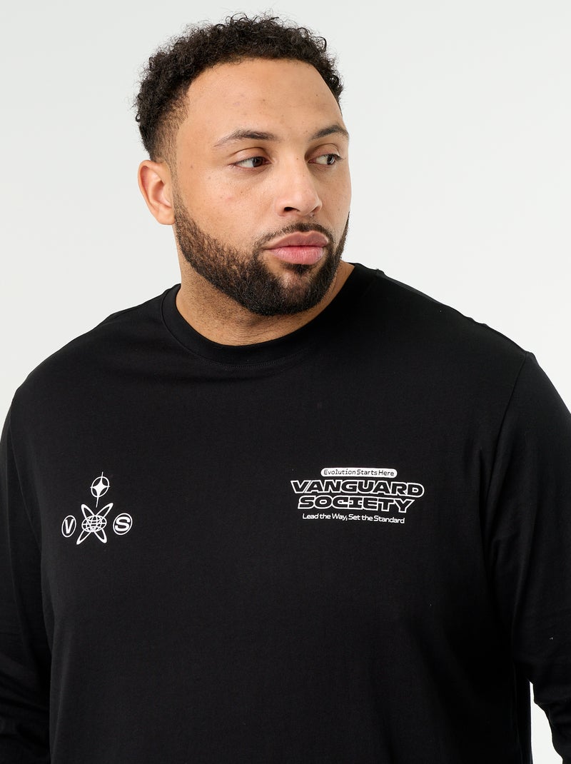 Camiseta de punto de manga larga Negro - Kiabi