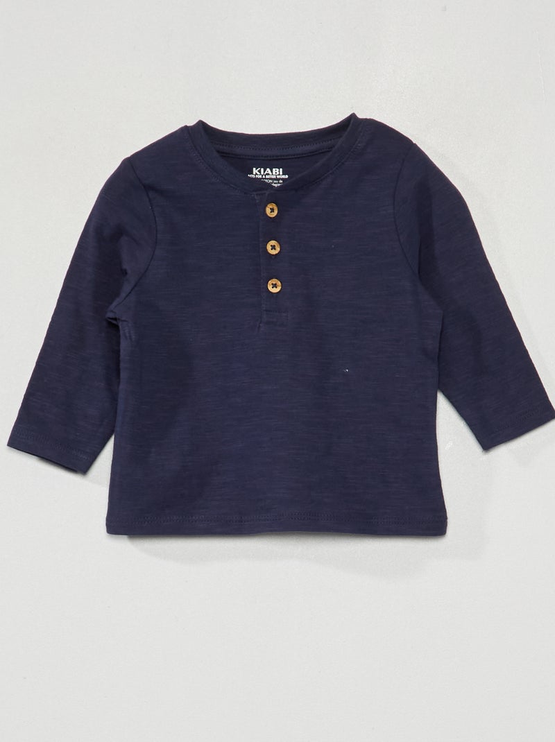 Camiseta de punto de manga larga negro iris - Kiabi