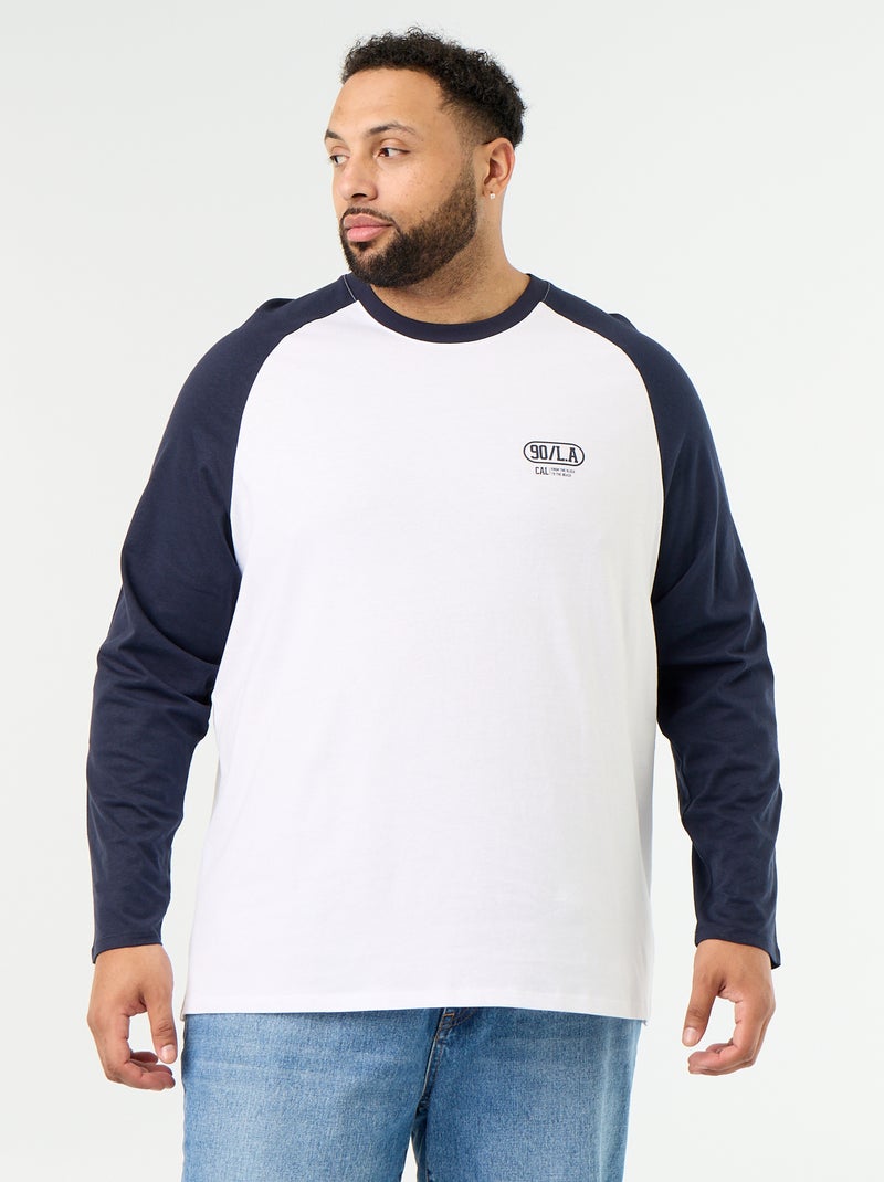 Camiseta de punto de manga larga raglán Azul - Kiabi