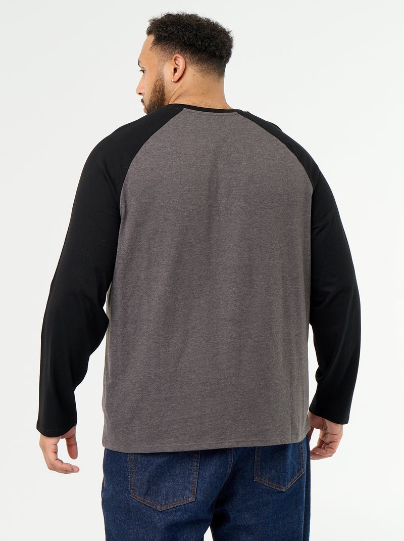 Camiseta de punto de manga larga raglán Gris - Kiabi