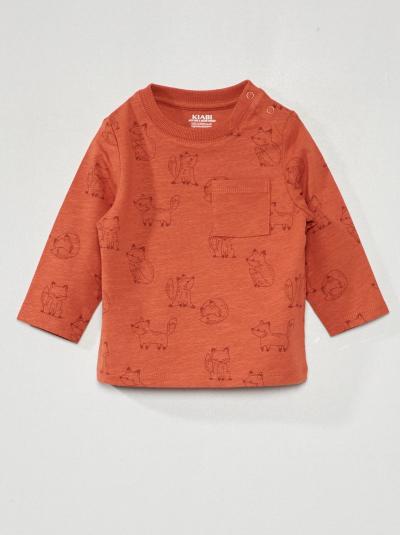 Camiseta de punto de manga larga ROJO - Kiabi