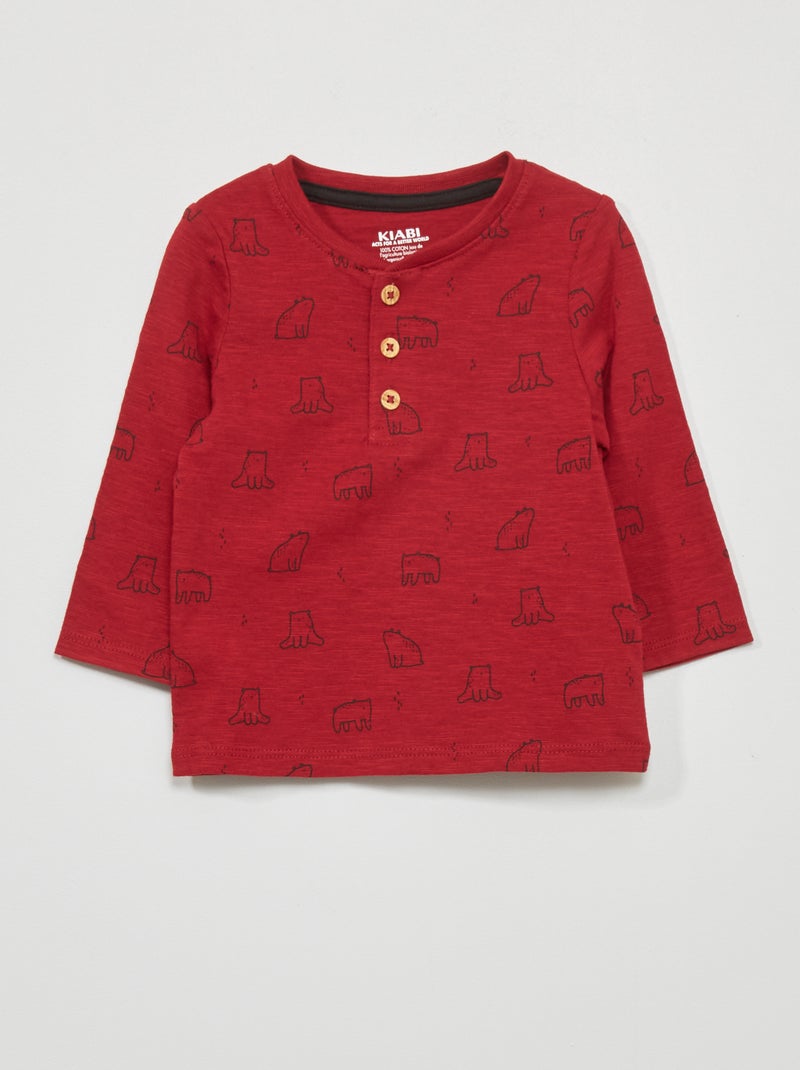 Camiseta de punto de manga larga ROJO - Kiabi