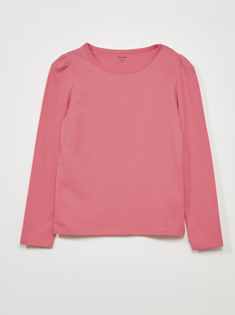 Camiseta de punto de manga larga rosa - Kiabi