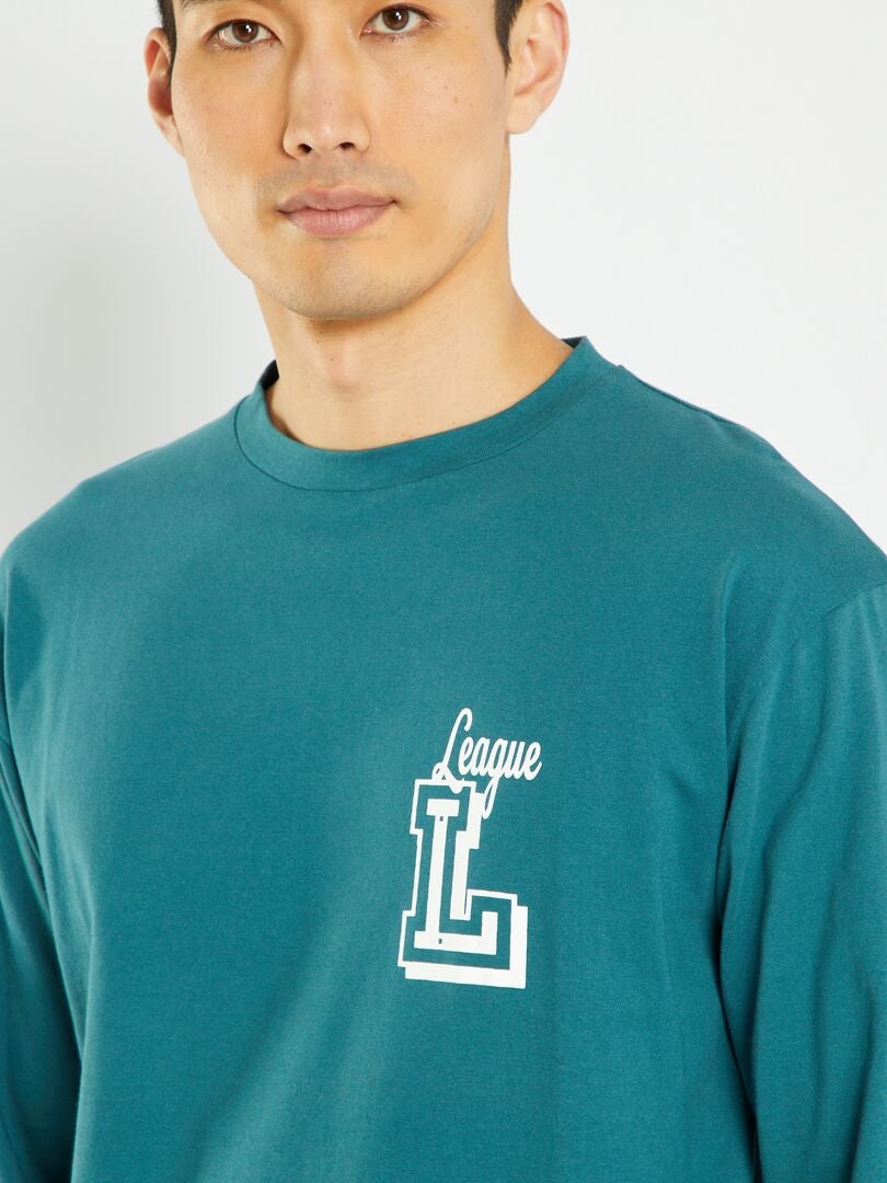 Camiseta de punto de manga larga verde - Kiabi