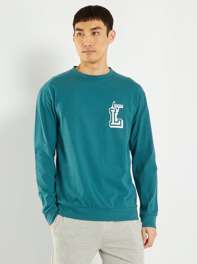 Camiseta de punto de manga larga verde - Kiabi