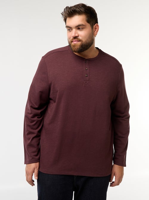 Camiseta de punto de manga larga y cuello tunecino - Kiabi