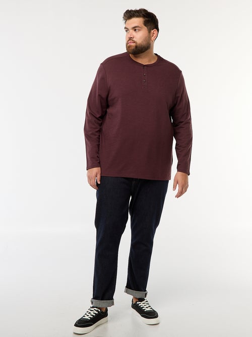 Camiseta de punto de manga larga y cuello tunecino - Kiabi