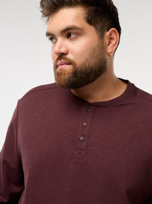 Camiseta de punto de manga larga y cuello tunecino - Kiabi