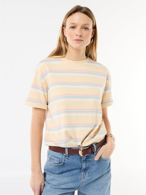 Camiseta de punto de rayas de manga corta - Kiabi