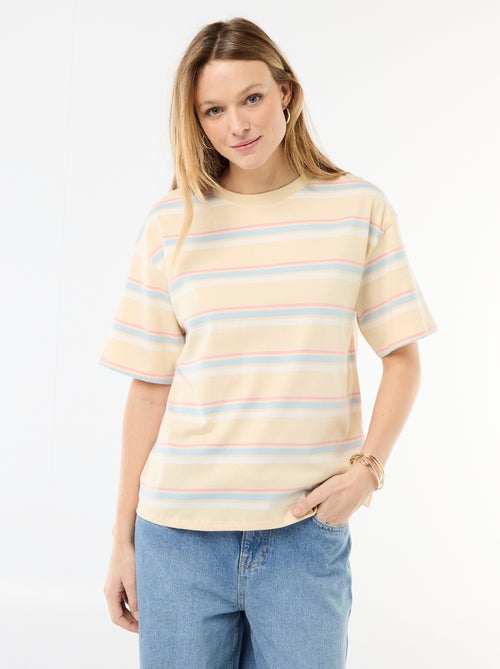 Camiseta de punto de rayas de manga corta - Kiabi