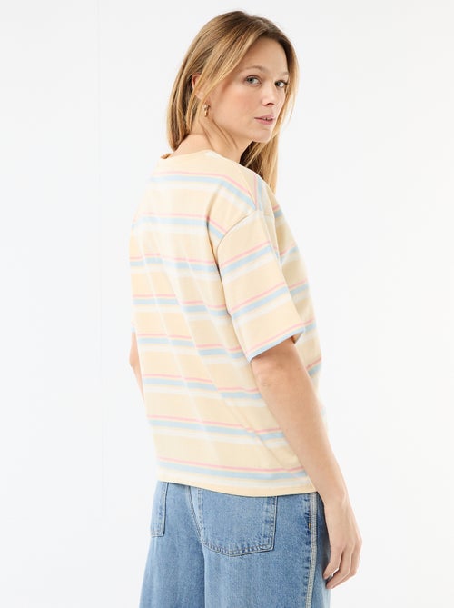 Camiseta de punto de rayas de manga corta - Kiabi