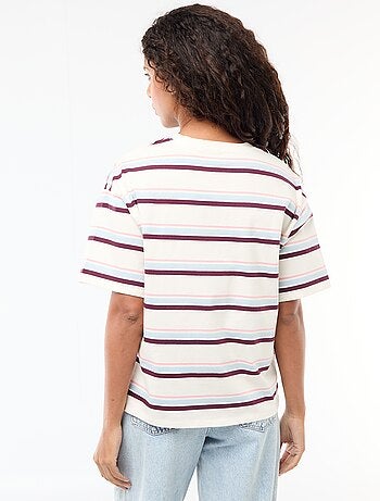 Camiseta de punto de rayas de manga corta