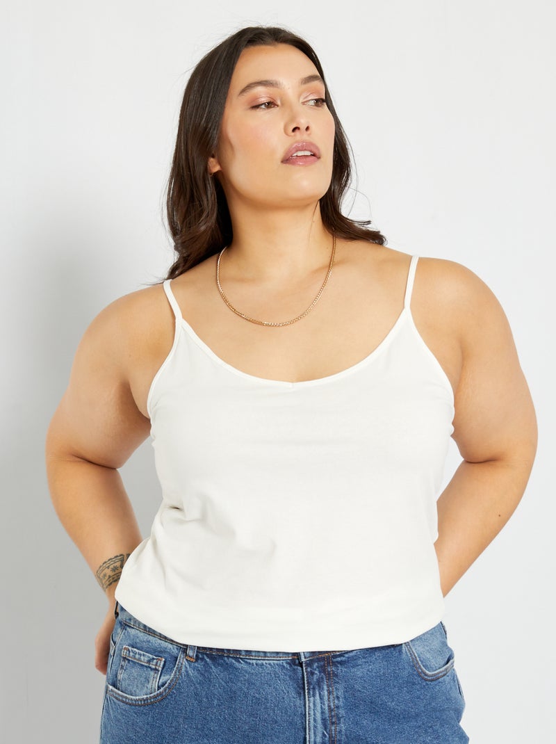 Camiseta de punto de tirantes finos Blanco - Kiabi