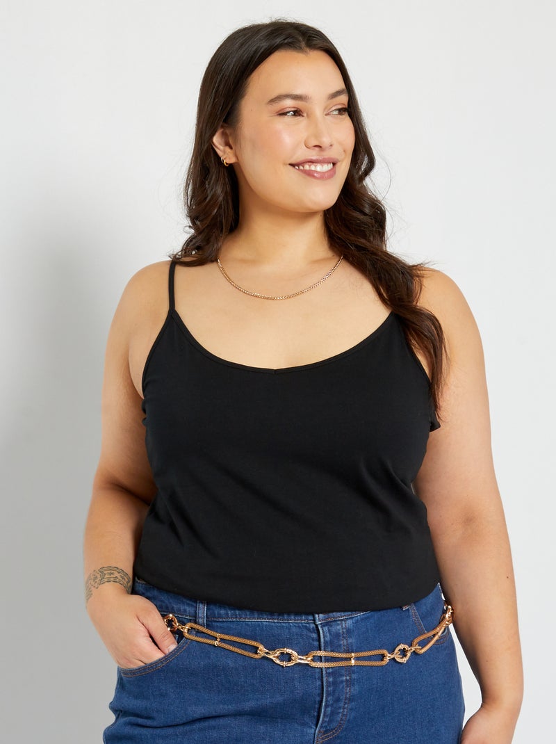 Camiseta de punto de tirantes finos Negro - Kiabi