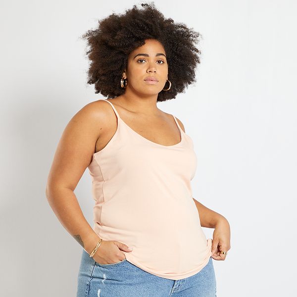Camiseta de punto de tirantes finos tallas grandes mujer - ROSA - Kiabi -  4,00€