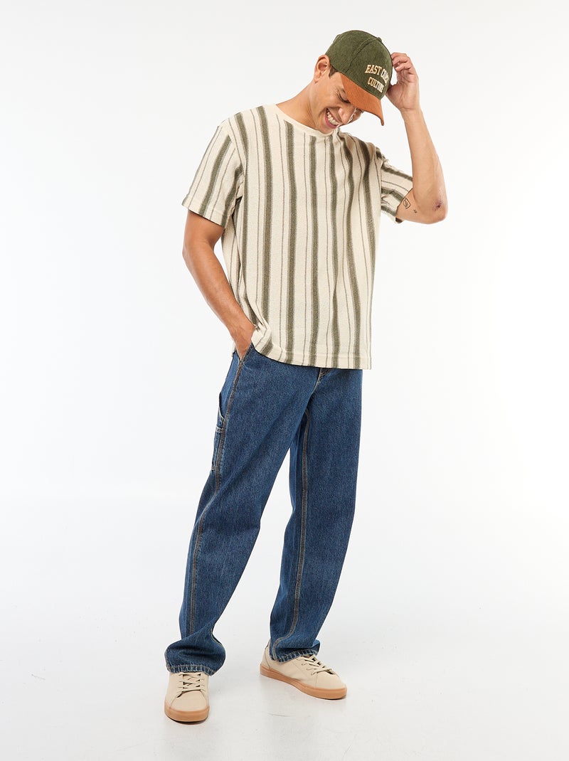 Camiseta de punto de tricot con manga corta Beige - Kiabi