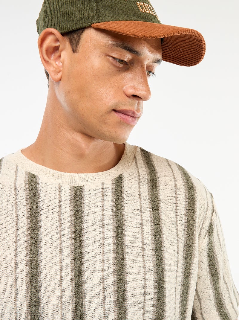 Camiseta de punto de tricot con manga corta Beige - Kiabi