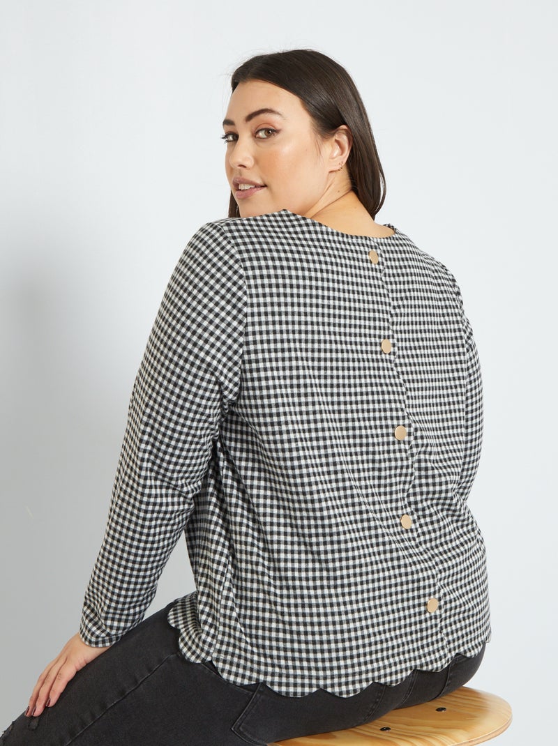 Camiseta de punto de vichy BLANCO - Kiabi