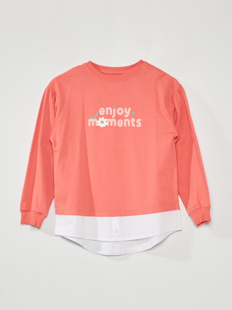Camiseta de punto efecto 2 en 1 ROSA - Kiabi