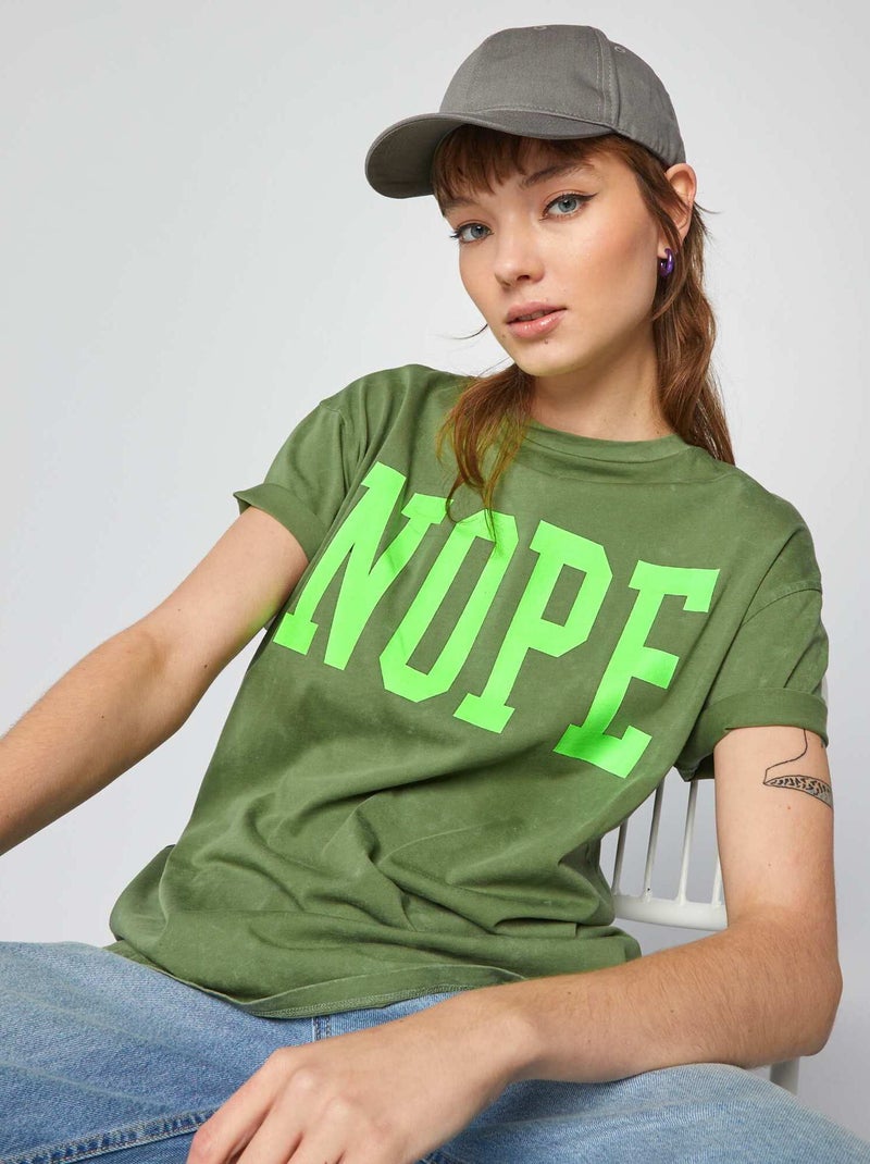 Camiseta de punto efecto descolorido KAKI - Kiabi