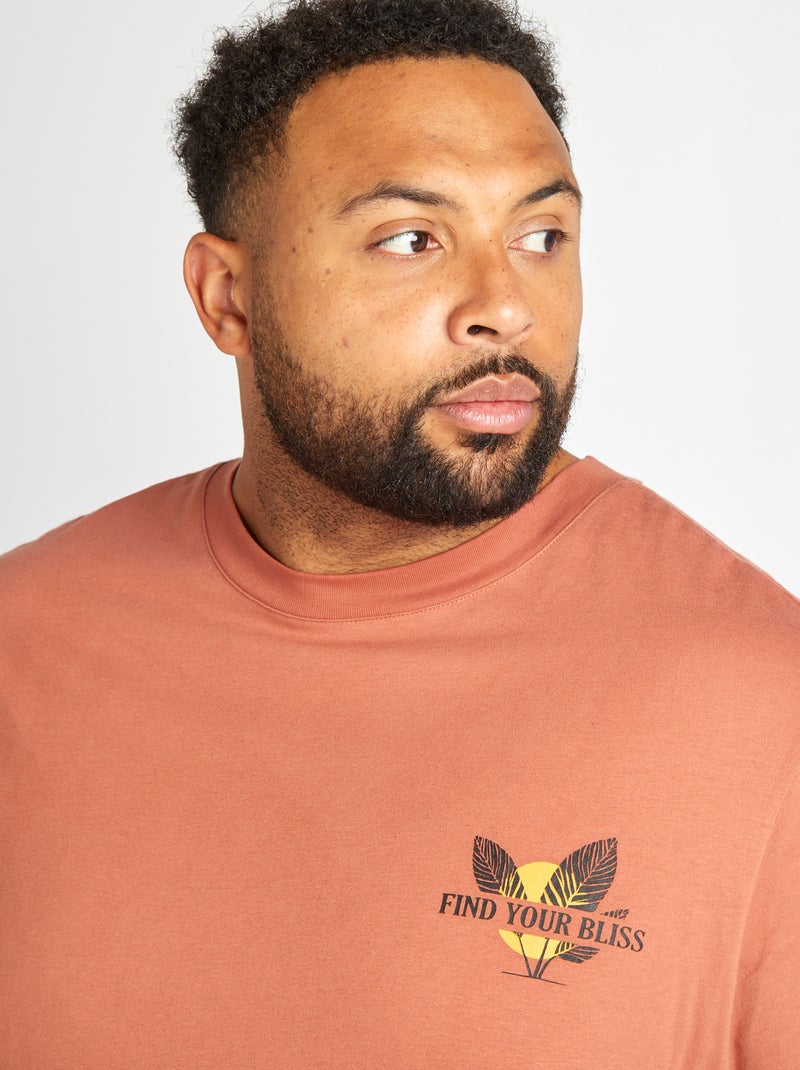 Camiseta de punto estampada con cuello redondo ROSA - Kiabi