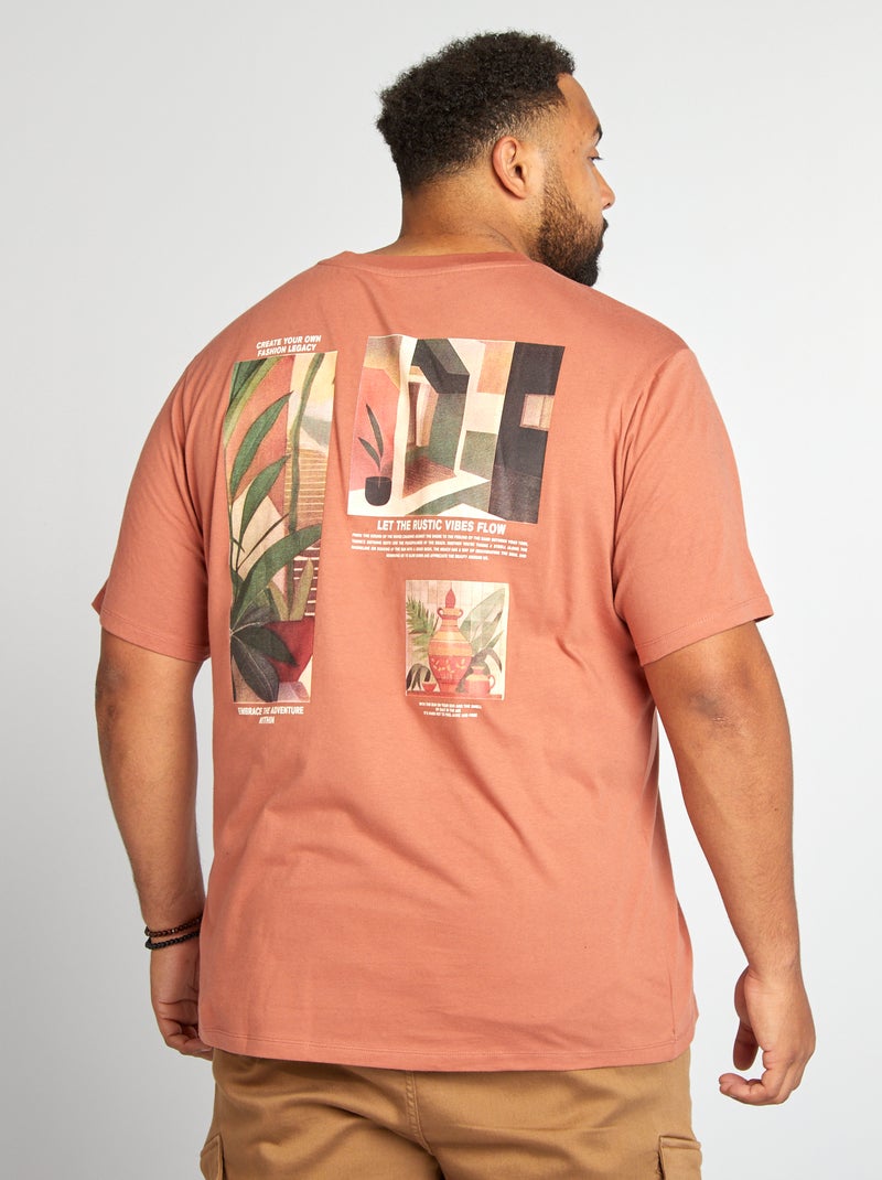Camiseta de punto estampada con cuello redondo ROSA - Kiabi
