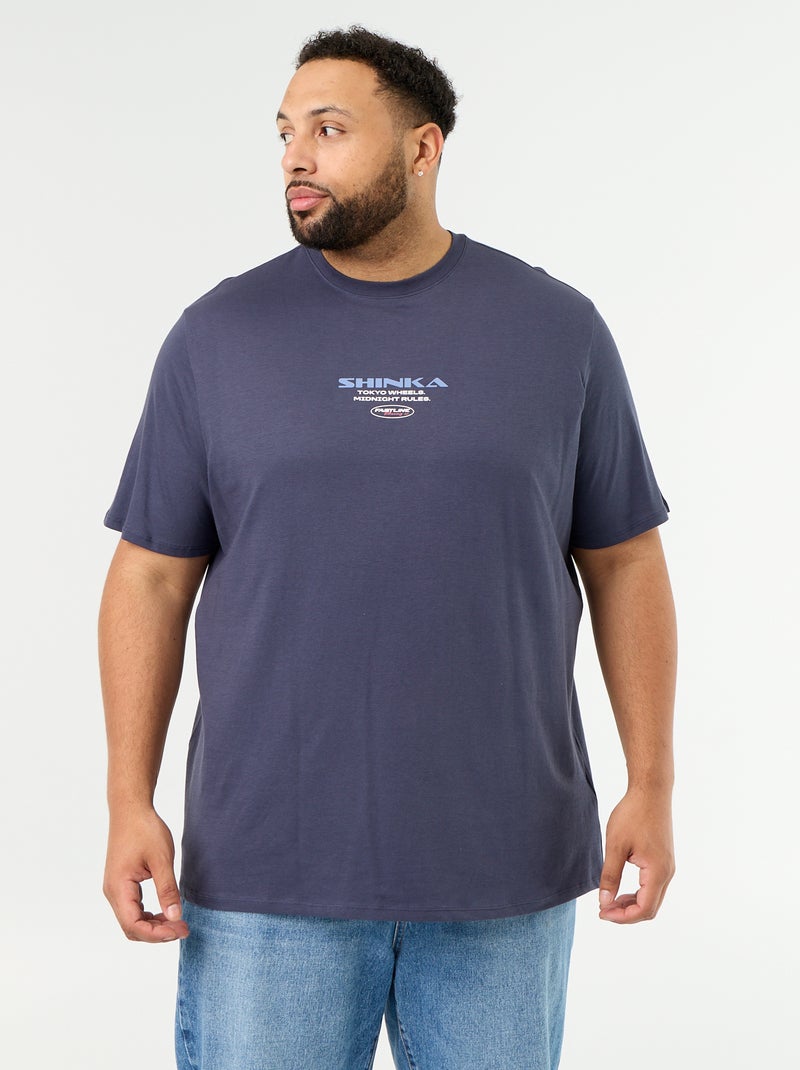 Camiseta de punto estampada de manga corta Azul - Kiabi