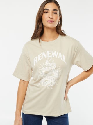 Camiseta de punto estampada de manga corta