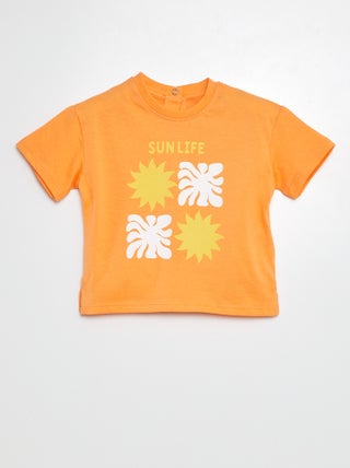 Camiseta de punto estampada de manga corta