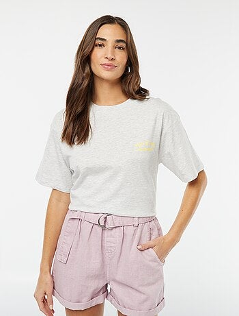 Camiseta de punto estampada de manga corta