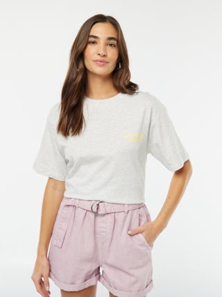 Camiseta de punto estampada de manga corta
