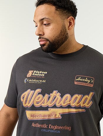 Camiseta de punto estampada de manga corta