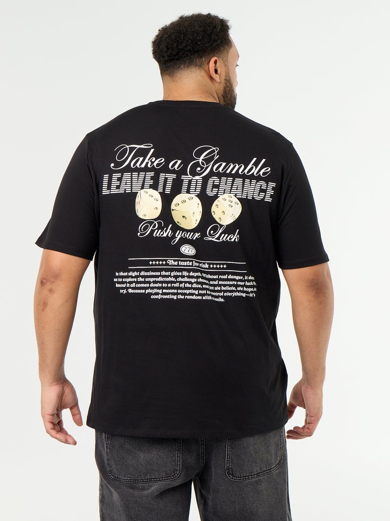 Camiseta de punto estampada de manga corta Negro - Kiabi