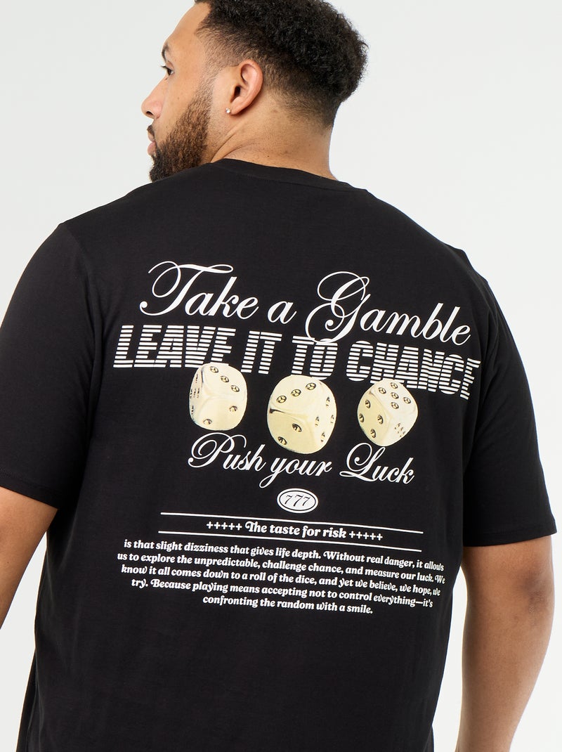 Camiseta de punto estampada de manga corta Negro - Kiabi
