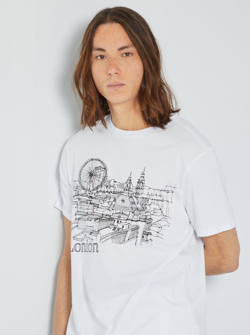 Camiseta de punto estampada 'Londres' Blanco - Kiabi