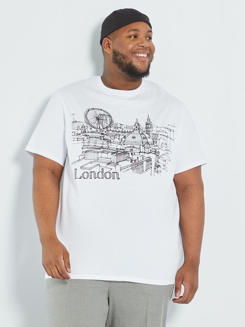 Camiseta de punto estampada 'Londres' Blanco - Kiabi