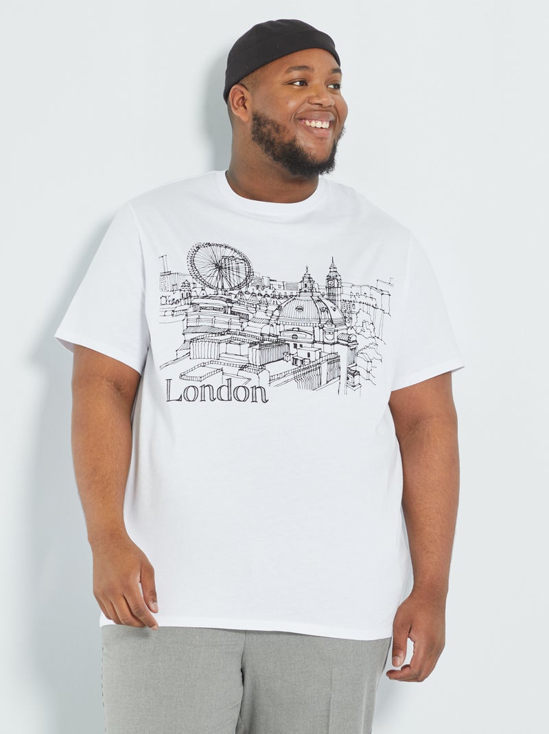 Camiseta de punto estampada 'Londres' Blanco - Kiabi