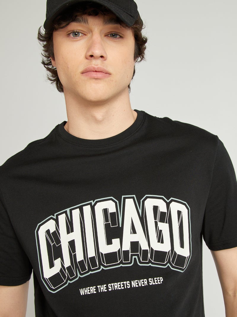 Camiseta de punto estampada NEGRO - Kiabi