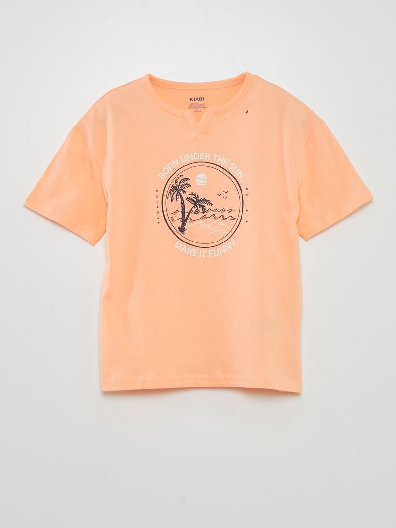 Camiseta de punto estampada 'palmeras' NARANJA - Kiabi