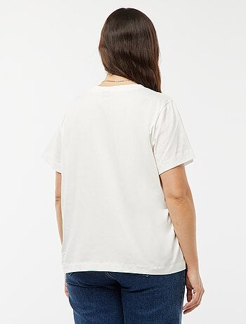 Camiseta de punto estampado 'rosa' delantero