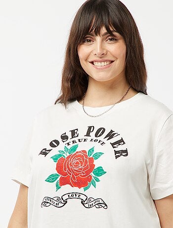 Camiseta de punto estampado 'rosa' delantero