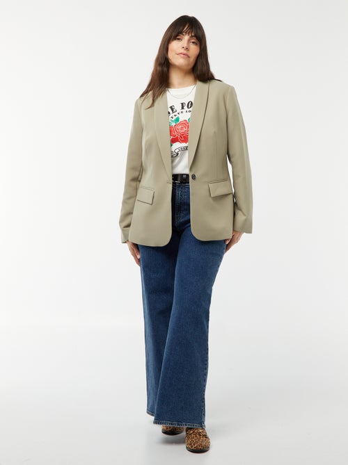 Camiseta de punto estampado 'rosa' delantero - Kiabi